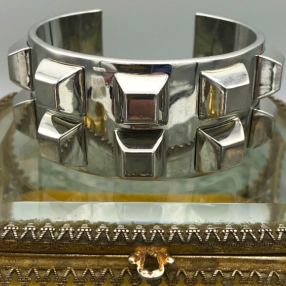 Vince Camuto Silver Double Row Stud Cuff Bracelet - Picture 2 of 4